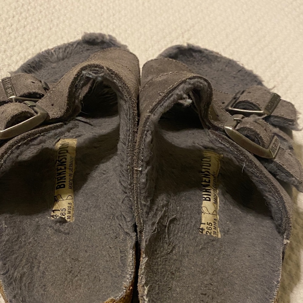Birkenstock Women's Gray Suede Double-Buckle Clog Mules
